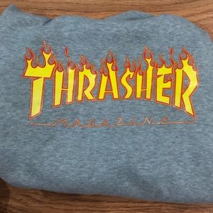 Thrasher Flame Logo Grey Hoodie